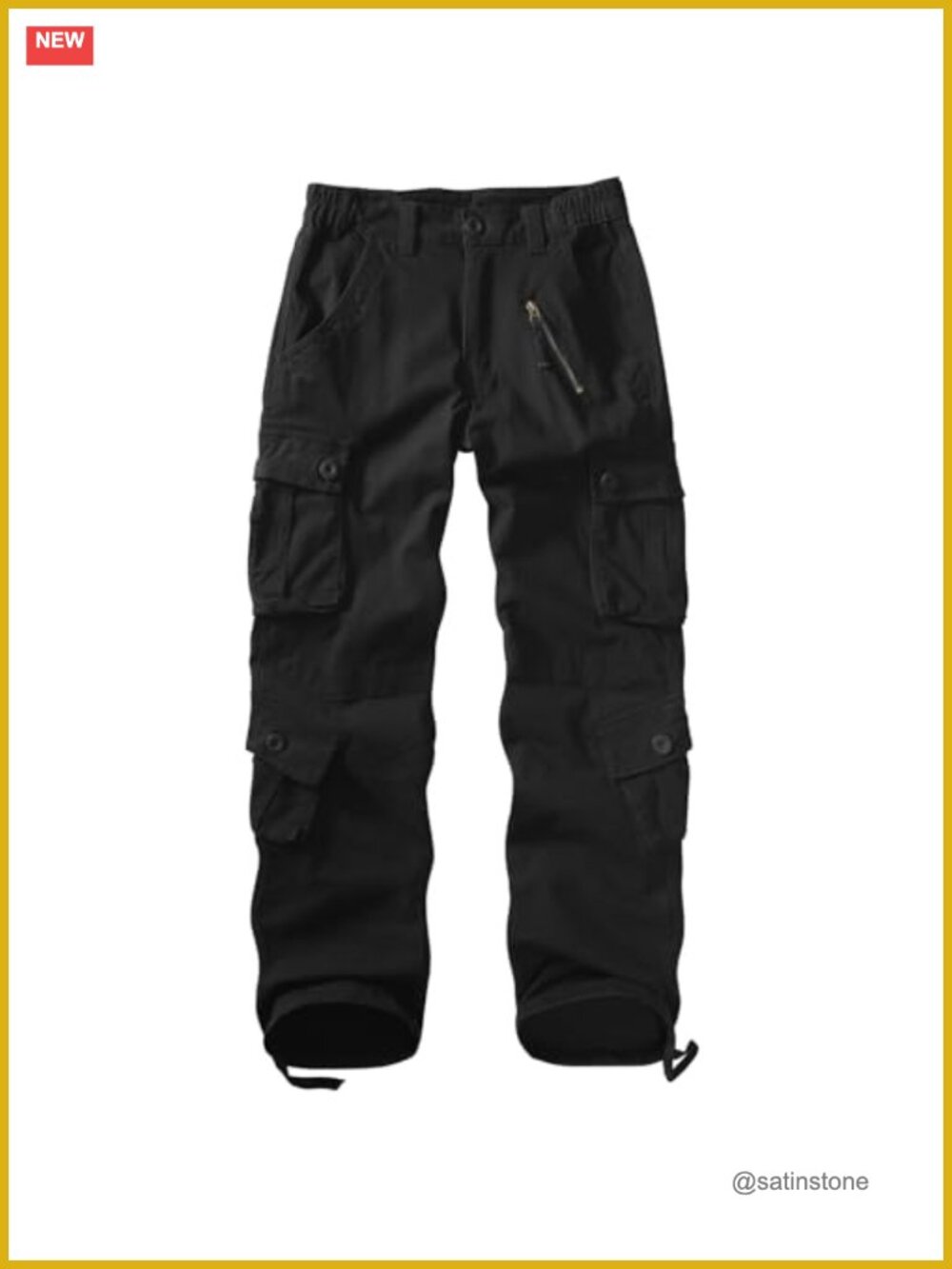 Women's Mid-Rise Cargo Pants Heavy Cotton 8 Pockets Straight Leg